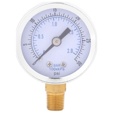 Manomètre hydraulique miniature à cadran pour compresseur d'eau et d'huile, 0-30 psi / 0-2 bar (1/5)