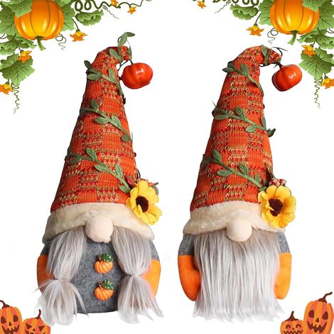 Decorazioni autunnali di peluche per il Ringraziamento, 2 pezzi di decorazione di elfo di peluche gnomo autunnale, graziose decorazioni di nani di peluche, regalo del Ringraziamento per casa, soggiorn (1/5)