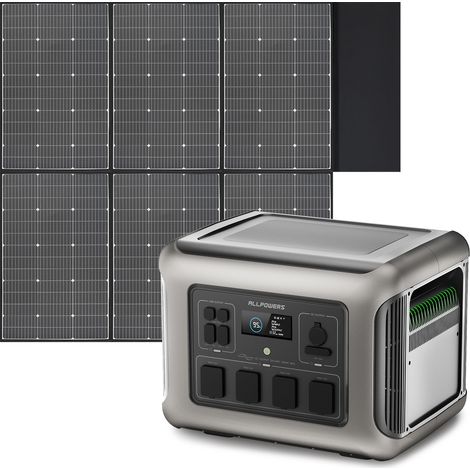Portable Power Station Solar Generator 2016Wh LiFePO4 with 600W Solar Panel for RV, Home Backup, Emergency, Outdoor Camping Allpowers R2500 (1/5)