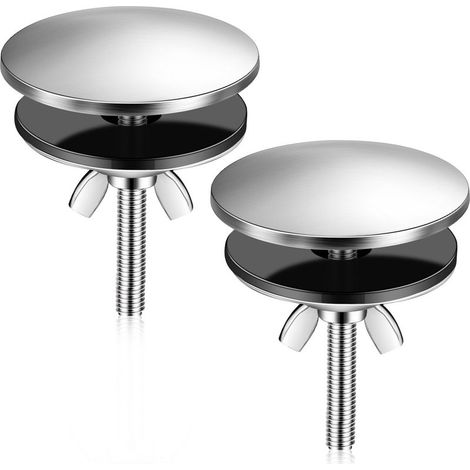 Lot de 2 cache-trous de 5 cm pour éviers de cuisine en acier inoxydable (acier inoxydable brossé) (1/5)
