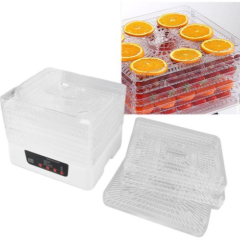Sèche-Légumes et Fruits 8 Plateaux Inox Reversible Déshydrateur Electrique 350W Acier Blanc Auto Stop Séchage Homogène Fruits Viandes Herbes (1/4)