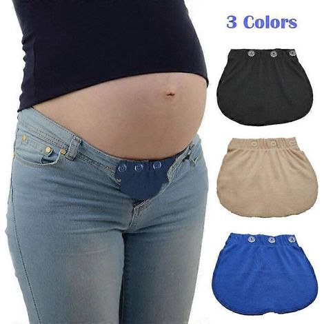 Prolunga regolabile per pantaloni per donne in gravidanza, set da 3 pezzi, disponibile nei colori nero, blu e kaki, con elastico in vita.