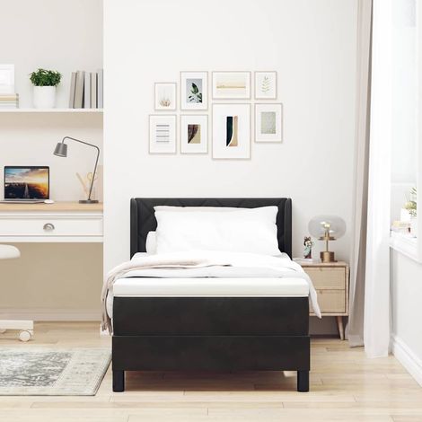 Boxspringbett mit Kopfteil Schwarz 200 x 100 cm Samt (1/5)