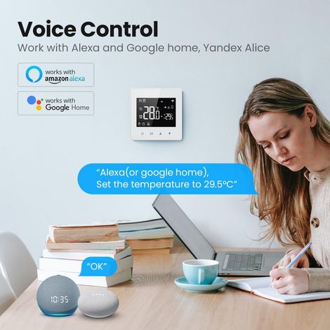 Termostato intelligente wireless, compatibile con Alexa e Google Home, controllo Wi-Fi con touchscreen, termostati per caldaie a gas, controllo vocale e remoto - ALTRO (1/4)