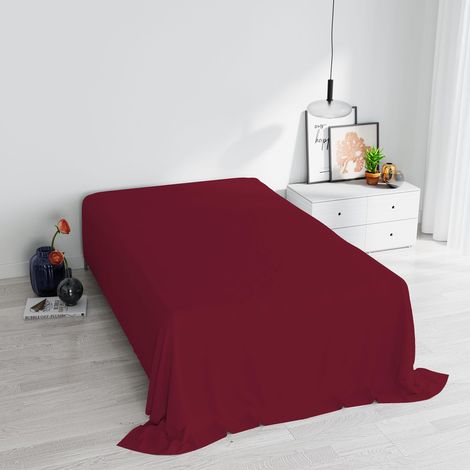 Lenzuolo Sopra MAX COLOR Piazza e Mezza 180x300 cm, 100% Cotone Made in Italy – Lenzuola Letto Piazza e Mezza in Tinta Unita - BORDEAUX (1/5)