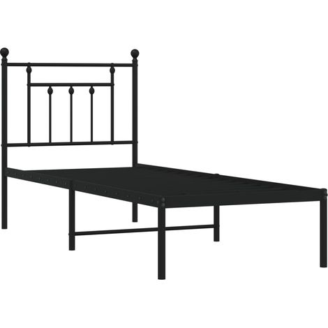 Metal Bed Frame without Mattress with Headboard Black 75x190cm vidaXL (1/5)
