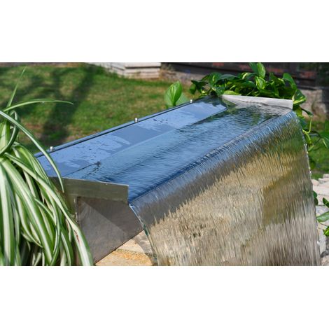 Lama d’Acqua Effetto a Cascata per Piscina o Laghetto 120x14xH12 cm in Acciaio Inox Lucido (1/5)