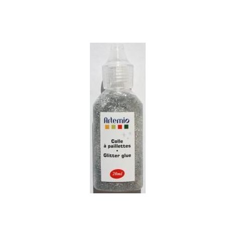 Colle pailletée - Argent - Tube 20 ml - Réutilisable - Idéale pour loisirs créatifs