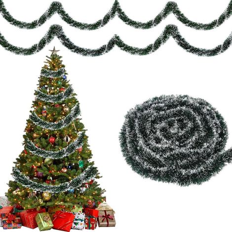 10m Tannengirlande mit Schnee für Weihnachtsbaum Deko Innen & Außen