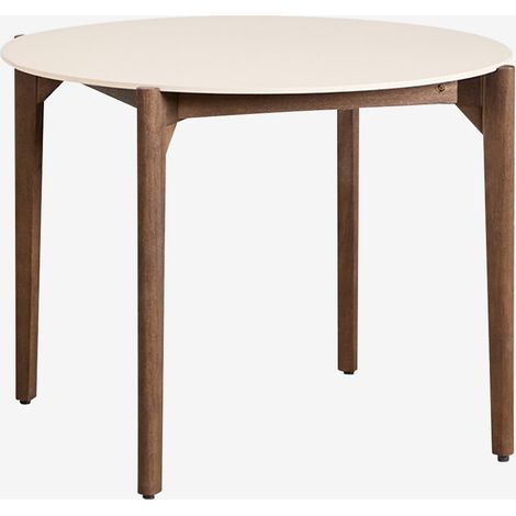 SKLUM Runder Esstisch Ø100 cm aus Zement und Akazienholz Xajul Akazienbraun dunkel (1/5)
