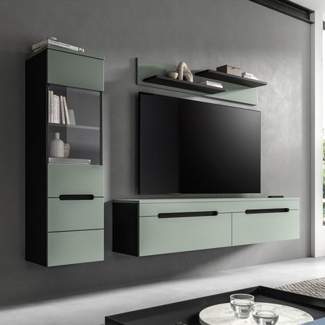 Ensemble salon 2 éléments décors vert et anthracite - KANUT (1/5)