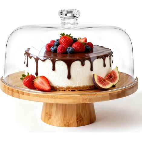 6-in-1 Cake Stand, Wooden Stand with Acrylic Bell (1/5)