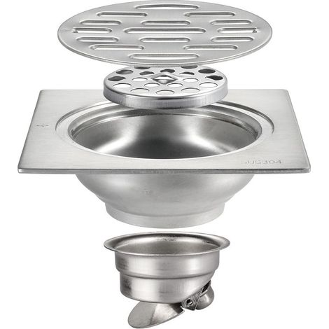 Siphon de sol - Siphon de sol extérieur pour salle de bain - Siphon de sol extérieur pour balcon épaissi anti-blocage, anti-insectes et anti-odeurs 10×10cm (1/5)