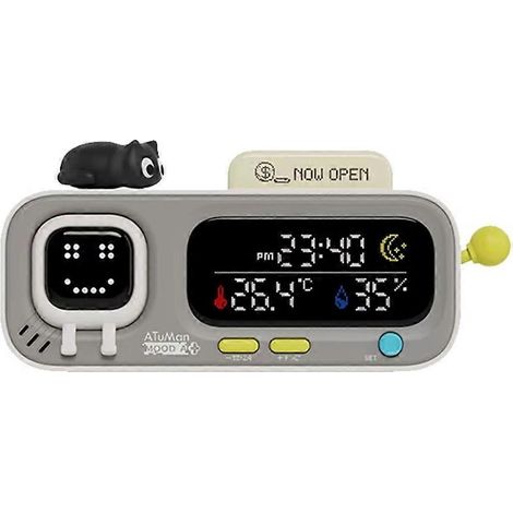 Horloge de bureau intelligente avec affichage de la température et de l'humidité - Appareil de mesure numérique électrique de la température et de l'humidité pour la maison - Rappel ludique et intelli (1/5)