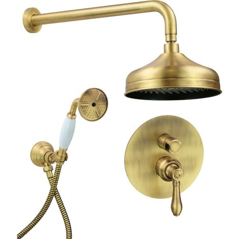 Kit doccia completo con miscelatore incasso 2 vie modello retrò colore bronzo Gattoni Oxford 3190/PDVB Bronzo