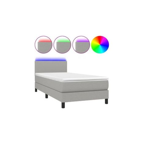 Sommier à lattes de lit avec matelas et LED Gris clair 80x200 (1/5)