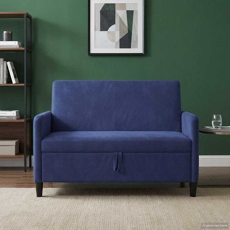 Canapé 2 places avec rangement bleu marine en polyester 122 x 78 x 87 cm - PANGIVO (1/5)