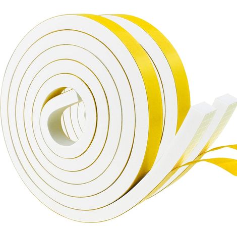 2 Rouleaux Joint Isolation, Mousse Caoutchouc Adhésive 12mm x 10mm x 2m, Étanchéité Air Bruit Froid, Pour Porte Fenêtre