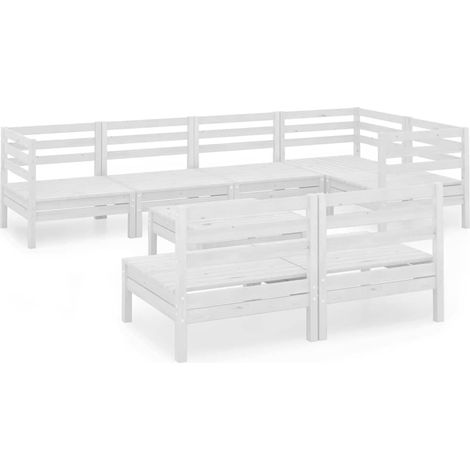 Maison Exclusive - 8-tlg. Garten-Lounge-Set Massivholz Kiefer Wei (1/5)