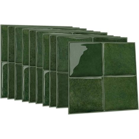 Lot de 10 carreaux adhésifs 3D – 6"x6" – Style pierre – PET+PU imperméable – Pour cuisine, salle de bain, murs (1/5)