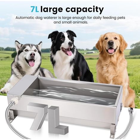 Abreuvoir automatique pour chien - En acier inoxydable - Pour bétail - Tuyau d'eau - Robinet flotteur - Réservoir pour animaux (1/4)