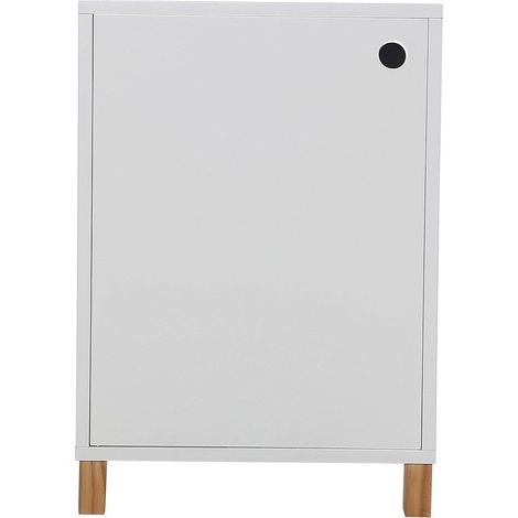 CALICOSY - Caisson Blanc 1 porte avec Pieds en Bois - H57cm (1/2)