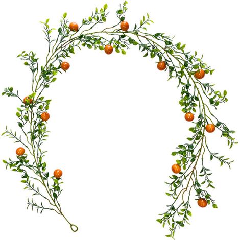 Vigne Décorative Artificielle ManoMan A09173 (1.9m) - Pomegranate Orange Apple, Fruits en Mousse Plantes Aquatiques et Vertes pour Mur (1/5)