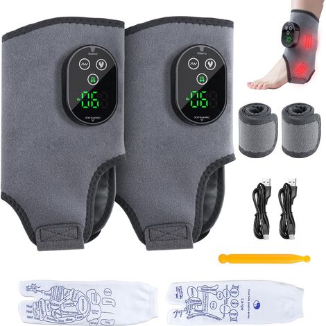 Massageur de Pieds et Cheville Intelligent, Masseur Pieds portable  2PC Masseur de Pieds électrique avec 6 Niveaux de Température et 3 Vitesses de Vibration, Massage de Chevilles Rechargeable (1/5)