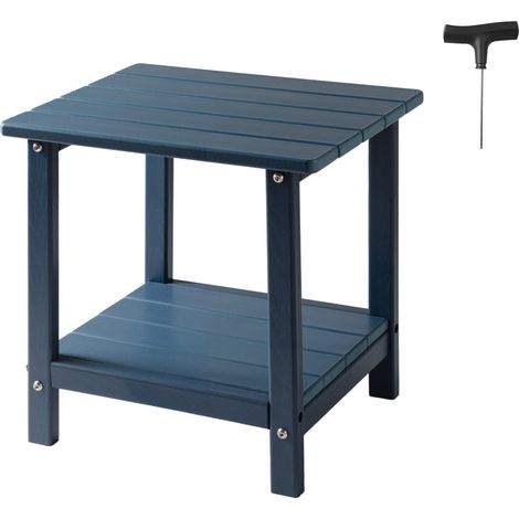 Mophorn Beistelltisch aus Kunststoff, 45x37x44 cm, Gartentisch aus HDPE mit zwei Ablagen, vielseitig einsetzbar als Nachttisch, Couchtisch oder Dekotisch, ideal für Terrasse, Pool und Garten, Blau (1/5)