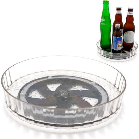 Plateau de rangement rotatif de 21 cm de diamètre, plateau tournant pour réfrigérateur, étagère à épices rotative à 360°, plateau rotatif en plastique pour cuisine, épices, dressing, cosmétiques (1/5)