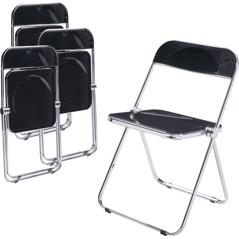 Juego de 4 sillas de camping plegables 74 x 46 x 47 cm negro 030009848