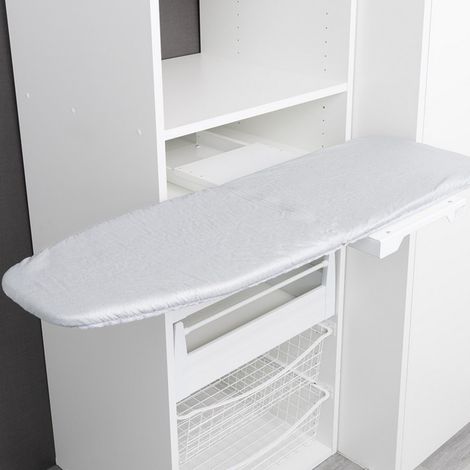 Bügelbrett Ironfold Premium Bügeltisch für Fachbodenmontage im Schrank ausziehbar, klappbar und um 180° schwenkbar inkl. Bügeltuch Aluminium grau von SO-TECH (1/5)