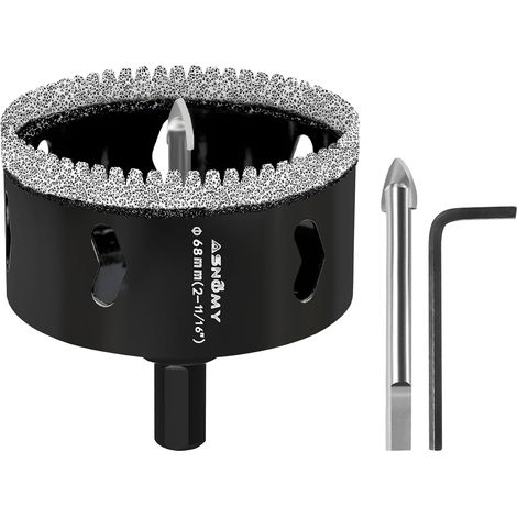 68mm Diamond Hole Saw with Pilot Bit, Tooth Diamond Hole Saw Drill, Diamond Hole Saw for Tile, Glass, Porcelain, Granite Stone (1/5)