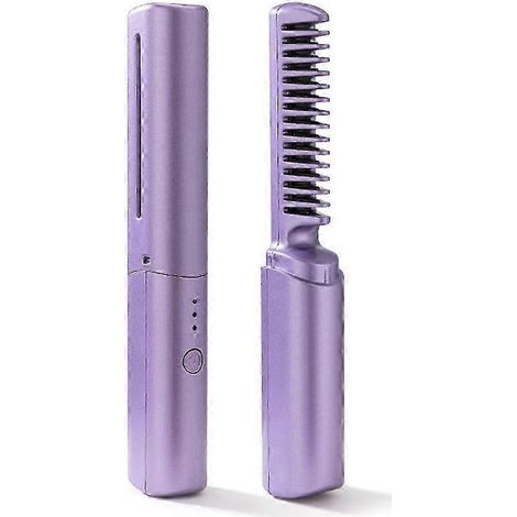 Mini lisseur rechargeable USB, brosse lissante sans fil, lisseur de voyage, peigne lisseur électrique portable avec brosse chauffante (1/3)