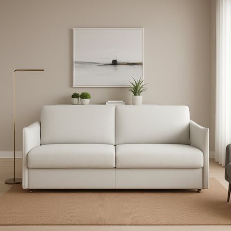 Divano Fisso 2 Posti Varedo, Sfoderabile, Idrorepellente Made in Italy, Lavabile, 180x95x90h cm Grigio Chiaro (1/4)