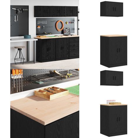 vidaXL Garagenschränke 2 Stk. Schwarz Holzwerkstoff (1/5)