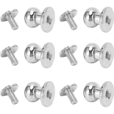 50 jeux de vis à tête ronde (10x8mm) - Fixations de poteaux à vis décoratives légères en cuivre à faire soi-même, adaptées aux sacs, chaussures, etc., argent. (1/5)