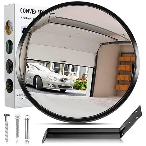 Miroir de circulation Réglable Grand Angle miroir convexe 30 cm Garage Circulation Allées Bureau Cour Entrepôt 130 Degrés (1/5)