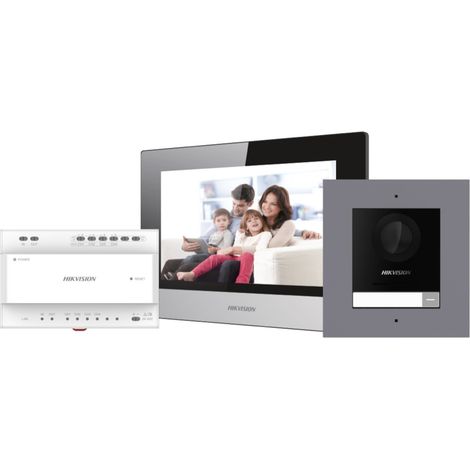 Hikvision Two Wire IP Bundle DS-KD8003Y-IME2/Surface × 1, DS-KH6320Y-WTE2 × 1, DS-KAD704Y × 1, PSU ×