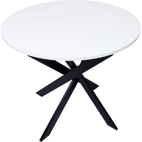 Mesa Faraján-01 de 90x77x90 cm con tablero redondo, kit desmontable, color marrón (1/3)