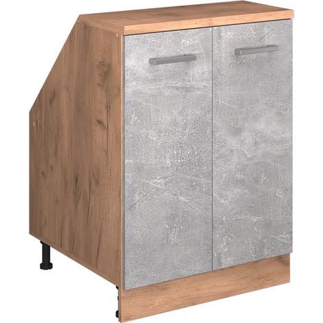 Mobile cucina sottotetto R-Line, Calcestruzzo, 60 cm con 2 porte, corpio 60 cm profondità, Vicco (1/5)