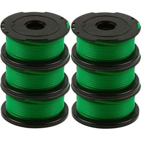 Lot de 6 bobines de fil pour débroussailleuse Black and Decker GL7033, GL8033, GL9035, 6 m, (1/4)