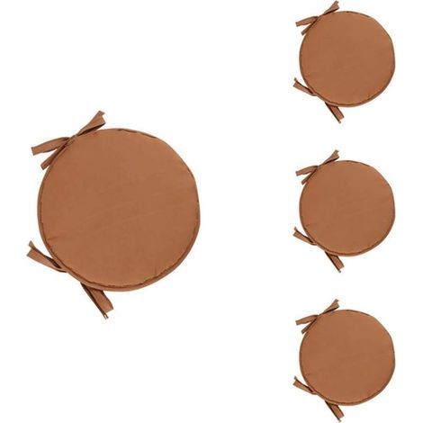 Lot de 4 Coussin Rond Galette de Chaise Ronde pour Table et Chaise de Salle à Manger avec Cordon de Serrage 38cm (1/5)
