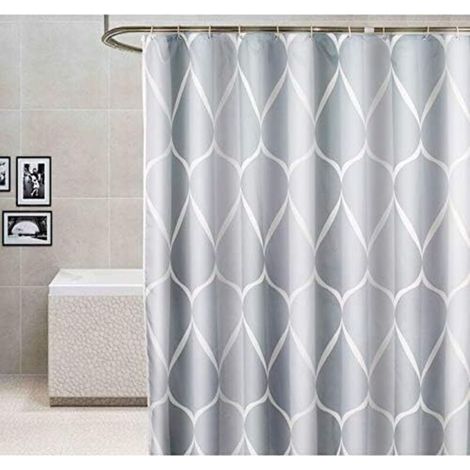Duschvorhang 200 x 200 cm, schimmelresistent, strapazierfähig, wasserdicht, aus verdicktem Polyestergewebe, gefüttert, langer Badvorhang mit Haken