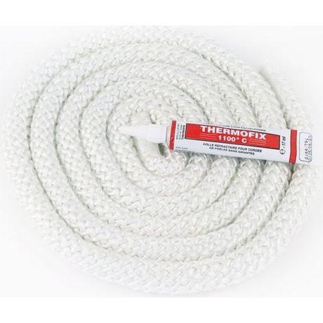 Joint rond tressé (blanc) ø 15 mm x 2.5 m + colle