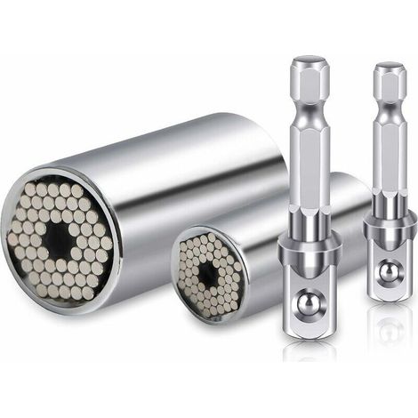 -Clé universelle jeu de douille manchon 7-19mm 11-32mm perceuse douille clé magique Multi outils à main Clé à douille universelle Gator Grip (1/3)