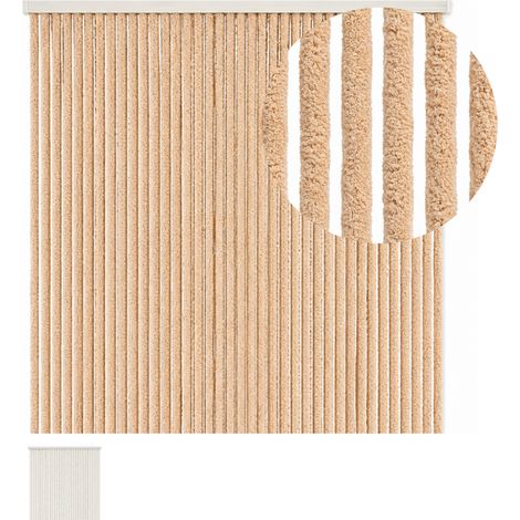 Tenda Antimosche a corda effetto peluche - Mis. 90x220 cm - Tenda con 36 catenelle a caduta per porte e finestre - Colore Beige (1/5)
