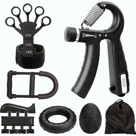 Handgriff-Krafttraining, verstellbarer Fingertrainer 5–60 kg, Unterarm-Krafttraining, Handgriff mit Zähler, Übungsring, Stressball, Fingertrainer (1/5)