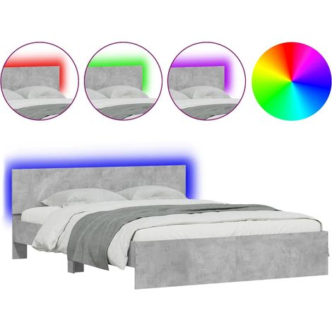 Maison Exclusive - Estructura de cama cabecero y luces LED gris h