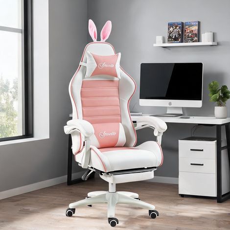 Fauteuil de bureau gaming réglable avec repose-pieds simili cuir (1/5)